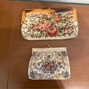 Vintage Floral Embroidered Clutch Set - Cream and Multicolor